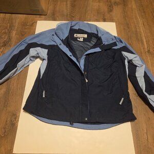 Columbia Women's Two Tone Blue Rain/Windbreaker Jacket - Size XL
